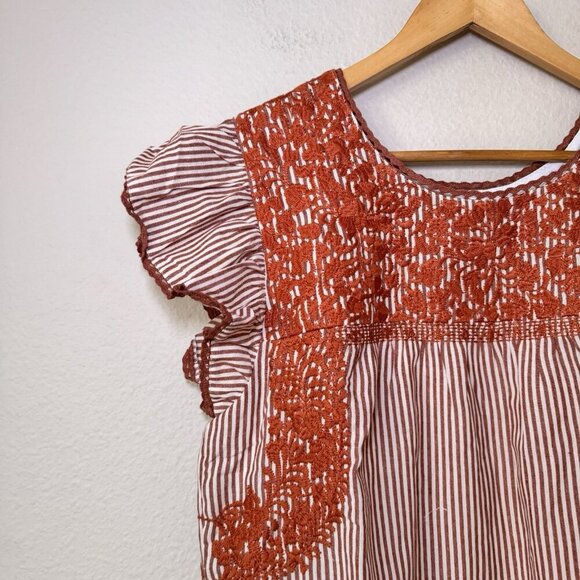 NWT J Marie embroidered Tiered Dress Size Medium Retail $128 Stripes - Picture 2 of 6